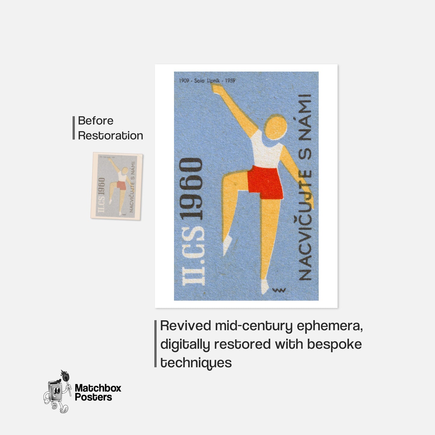 The Dancer - vintage matchbox label print - framed wall art preview