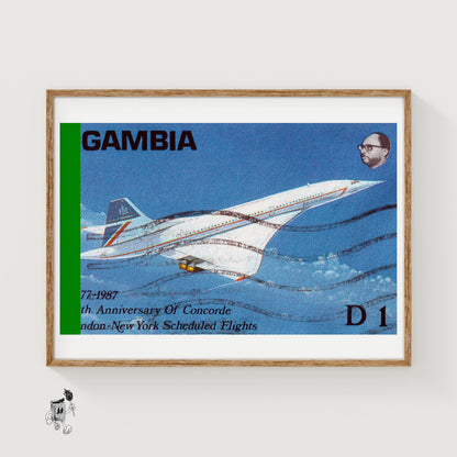 Concord Vintage Gambia Postage Stamp Print - vintage matchbox label print