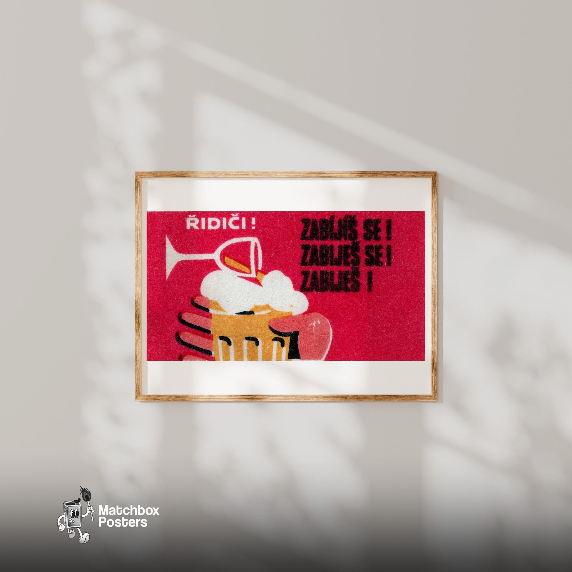 Pint of Beer - vintage matchbox label print - bedroom mockup