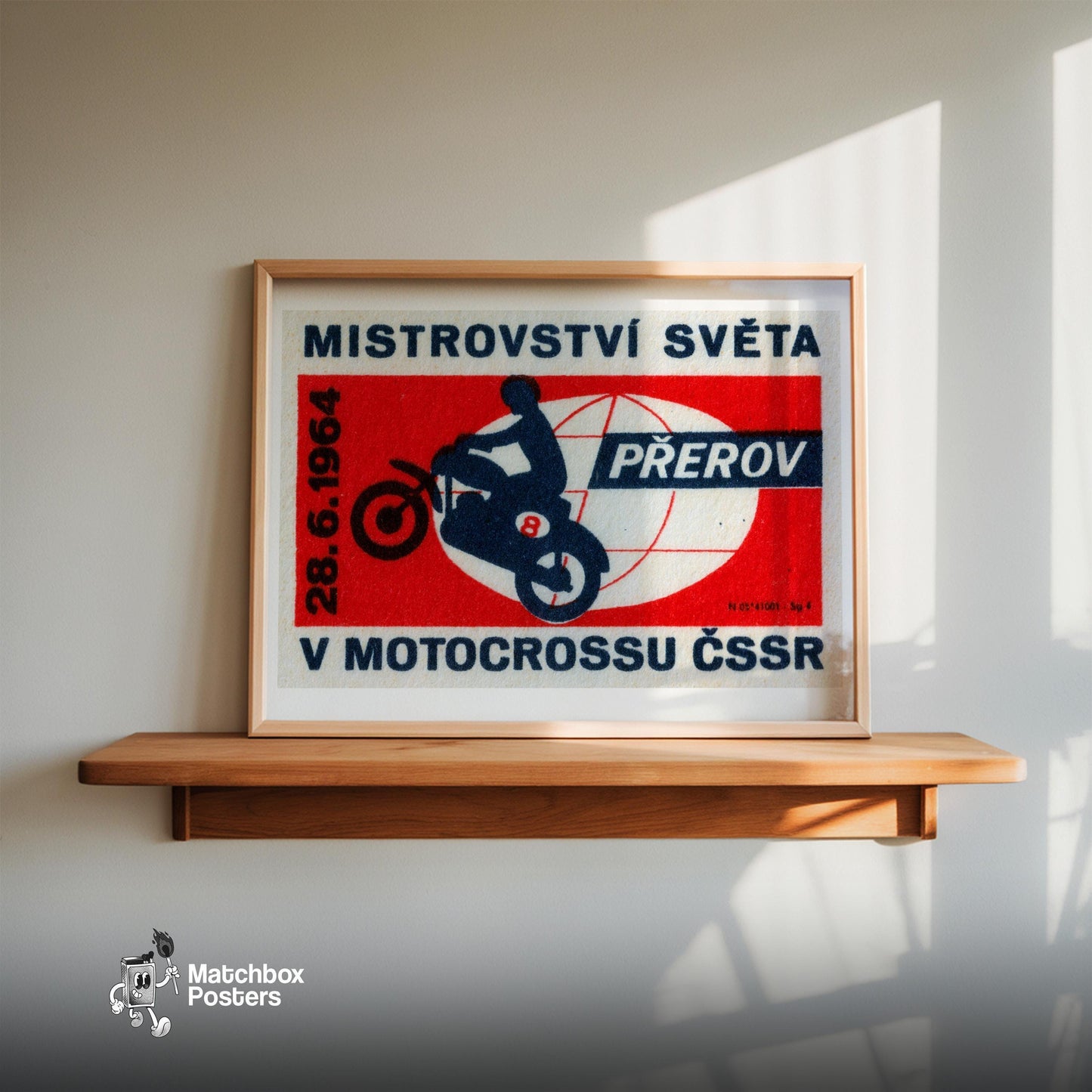 Motorcycle Wheelie - vintage matchbox label print - size comparison
