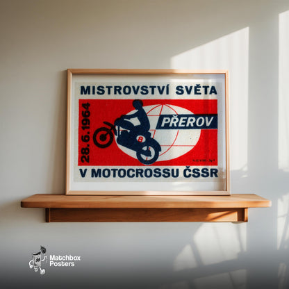 Motorcycle Wheelie - vintage matchbox label print - size comparison