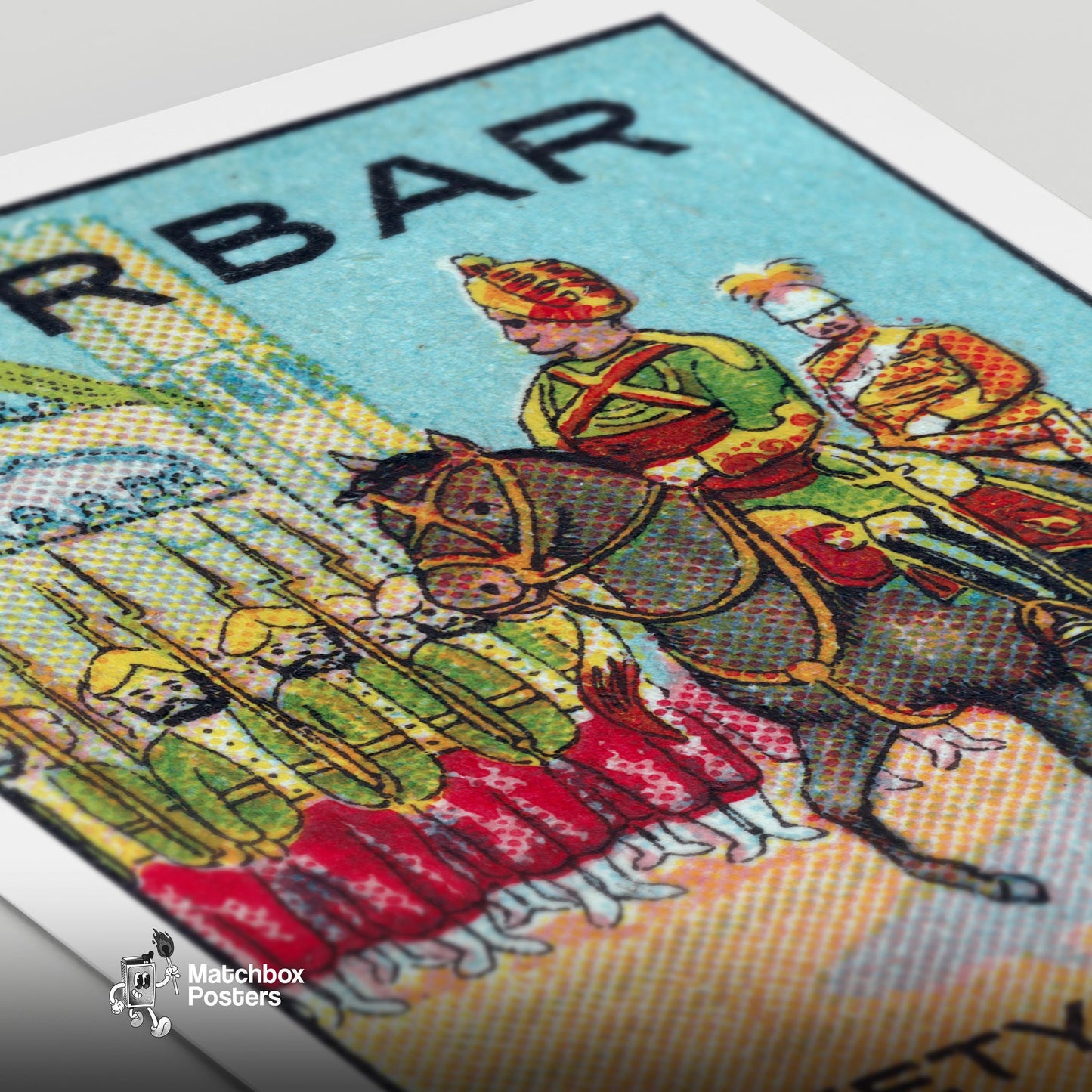 Royal Horse Rider - vintage matchbox label print - close-up detail