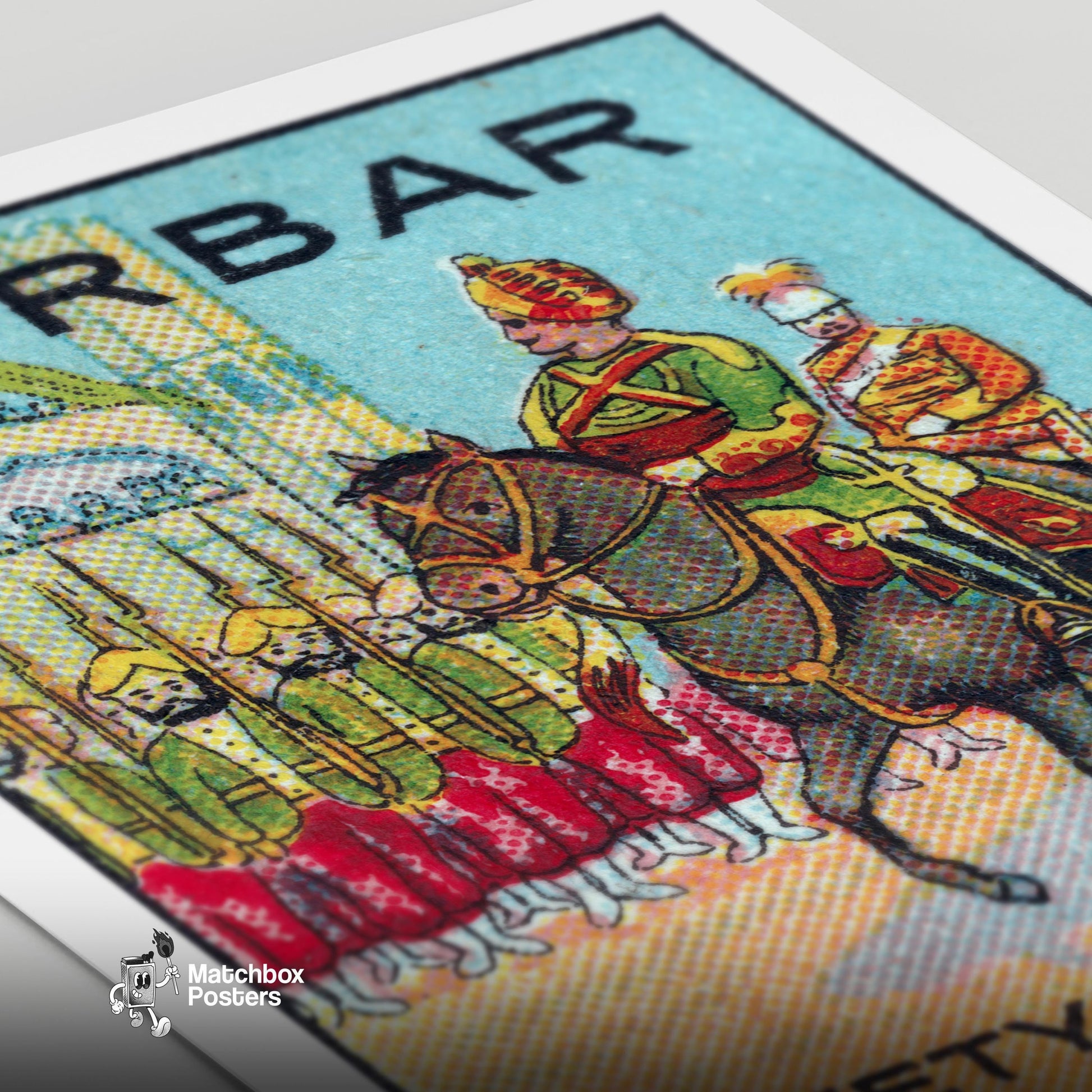 Royal Horse Rider - vintage matchbox label print - close-up detail