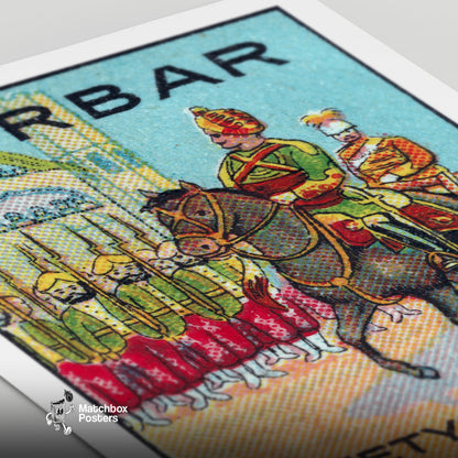 Royal Horse Rider - vintage matchbox label print - close-up detail