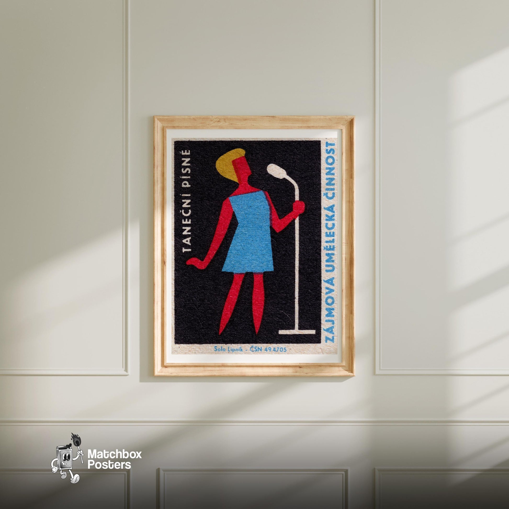 Golfer - vintage matchbox label print - bedroom mockup
