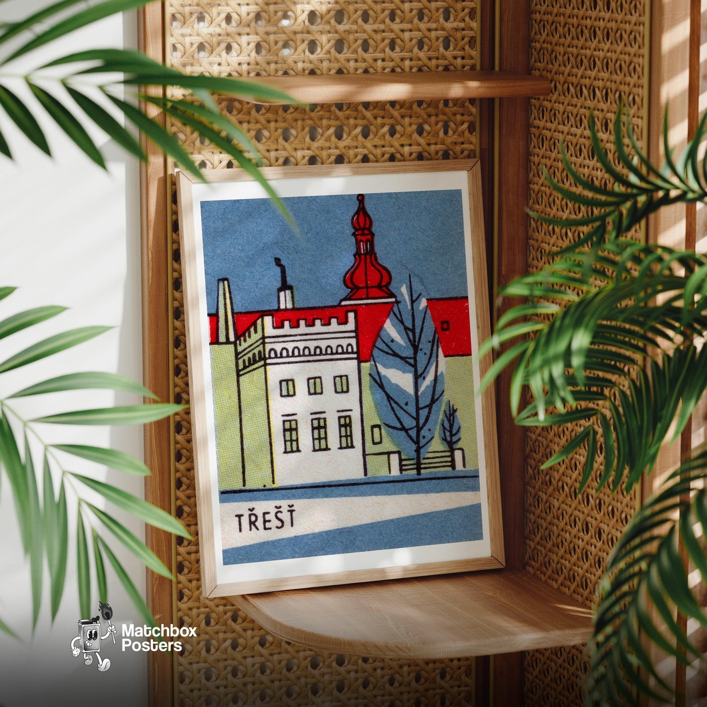 Trest City Building - vintage matchbox label print - office wall