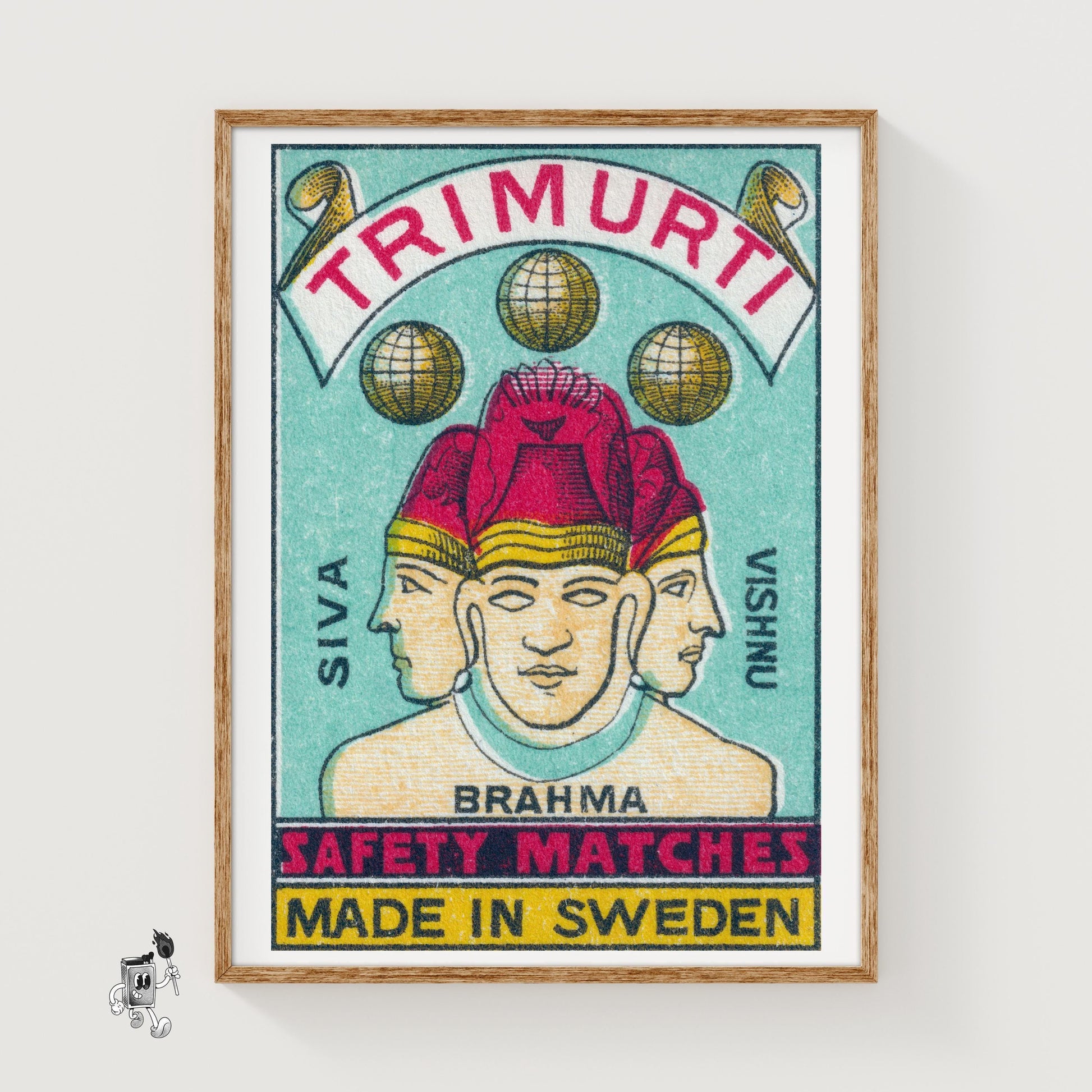 Trimurti - vintage matchbox label print
