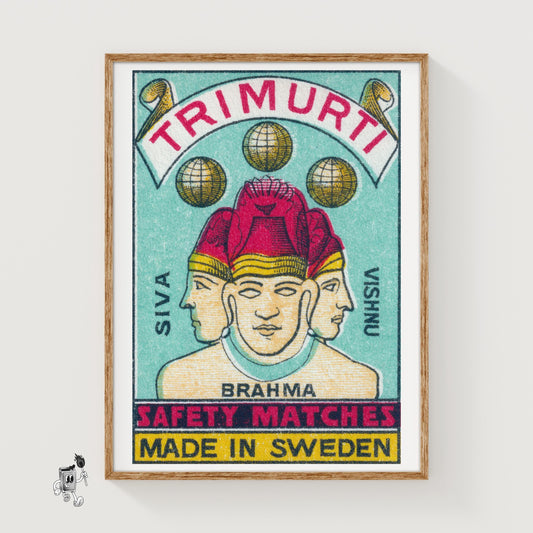 Trimurti - vintage matchbox label print