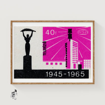 Television Broadcast - vintage matchbox label print