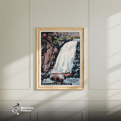 Waterfall - vintage matchbox label print - bedroom mockup