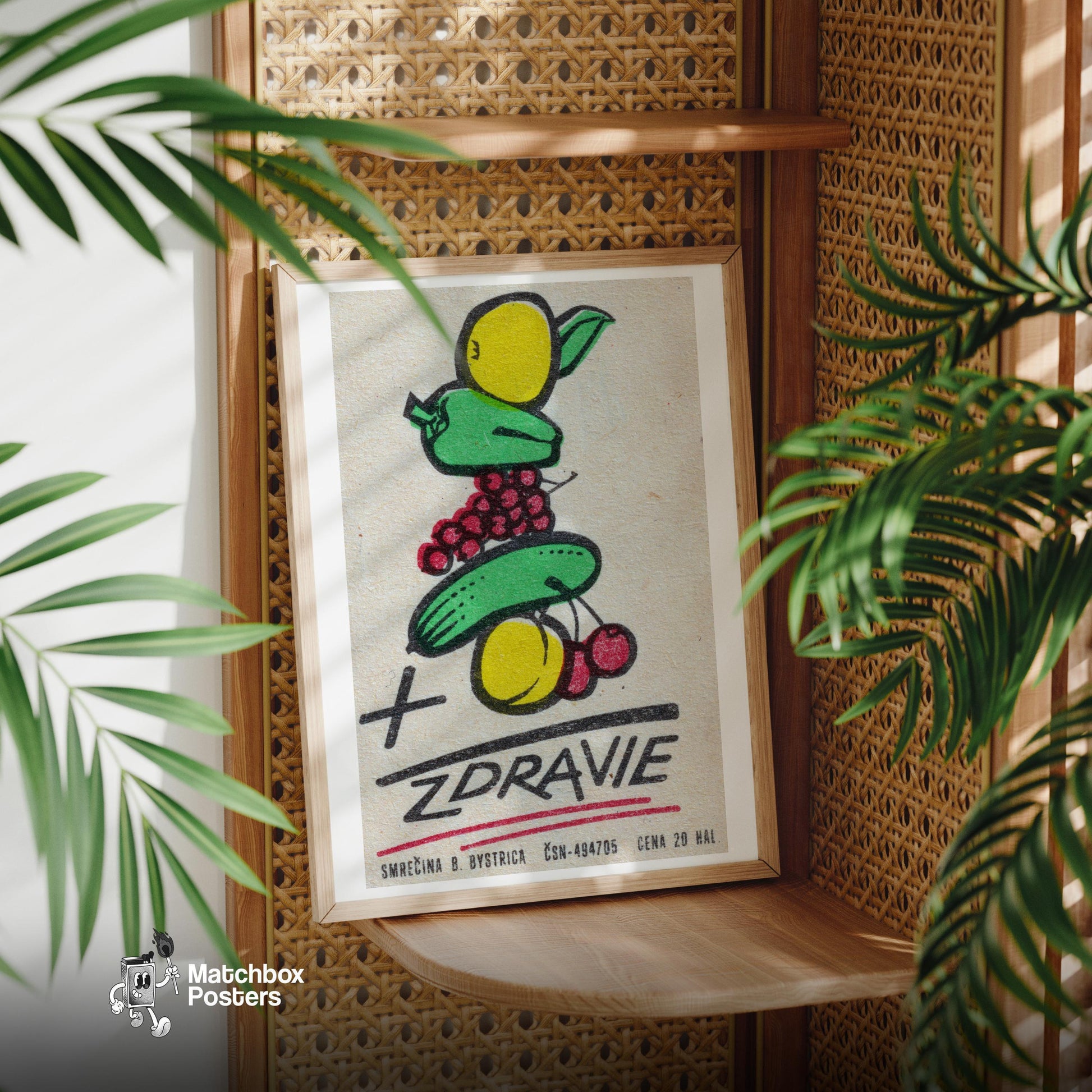 Illustration Of Fruits - vintage matchbox label print - office wall