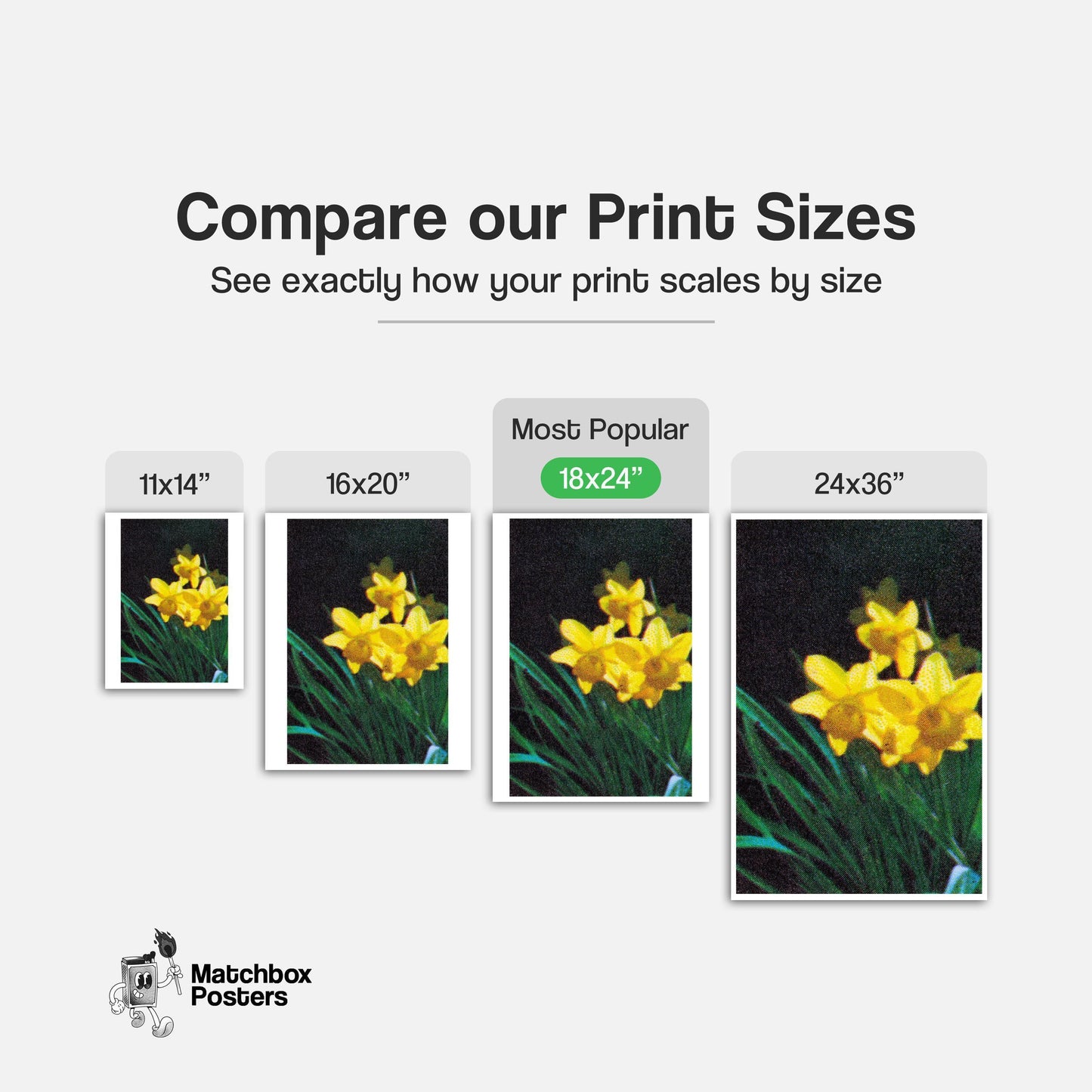Yellow Daffodil - vintage matchbox label print - gallery wall preview