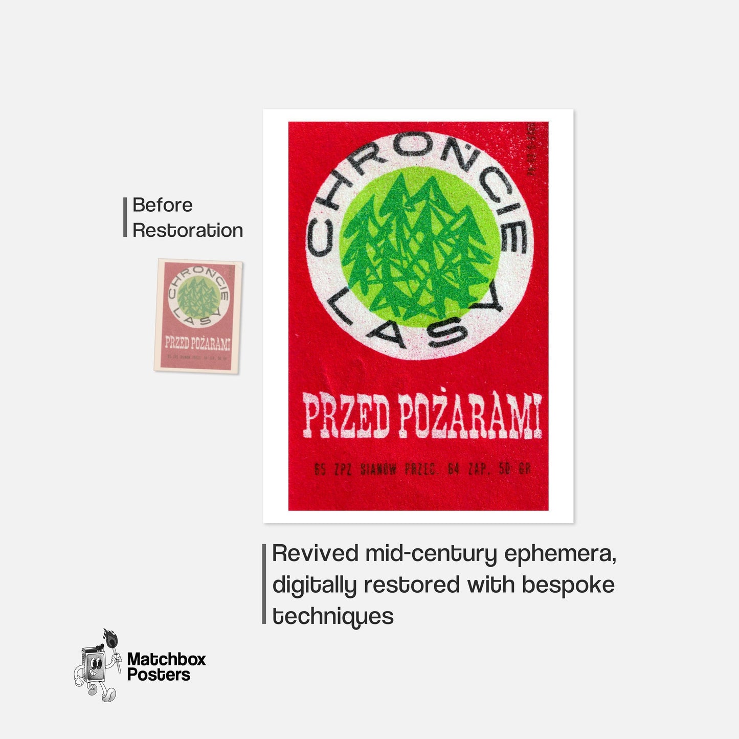 Green Forest - vintage matchbox label print - framed wall art preview