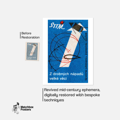 Technological Innovation - vintage matchbox label print - framed wall art preview