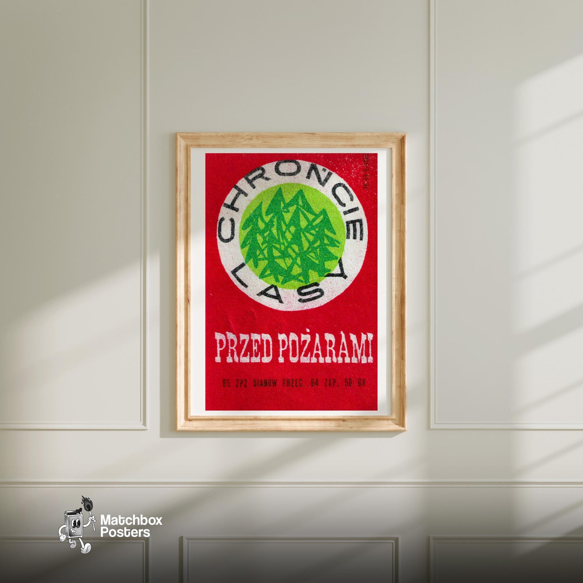 Green Forest - vintage matchbox label print - bedroom mockup