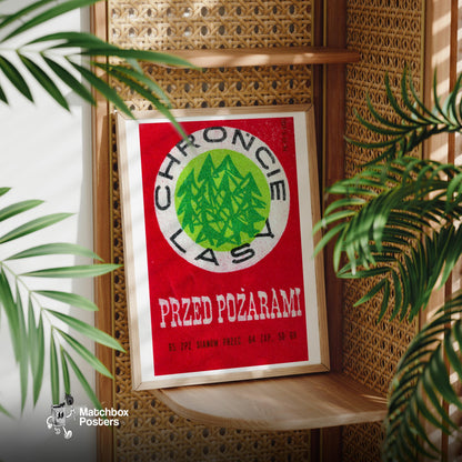 Green Forest - vintage matchbox label print - office wall