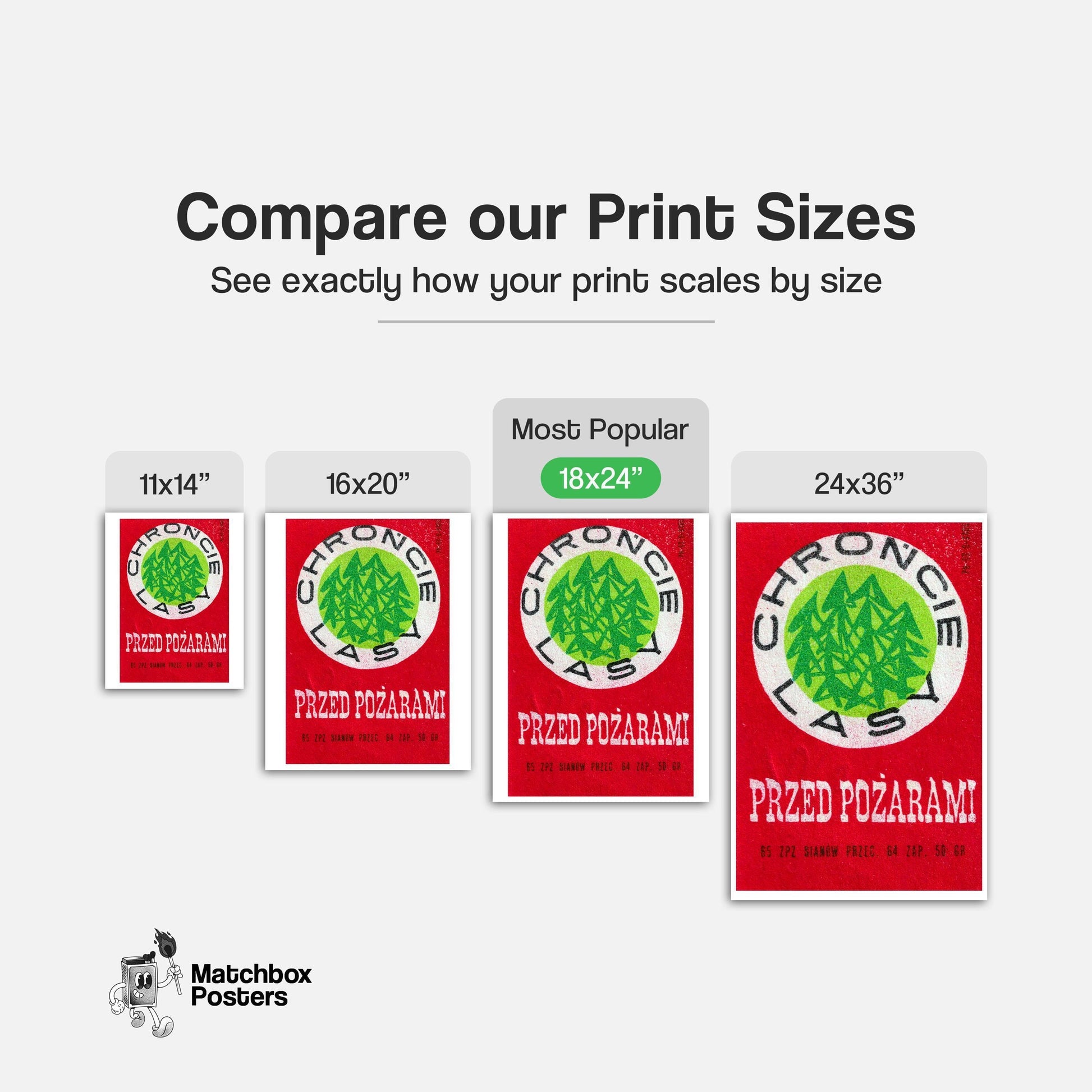 Green Forest - vintage matchbox label print - gallery wall preview