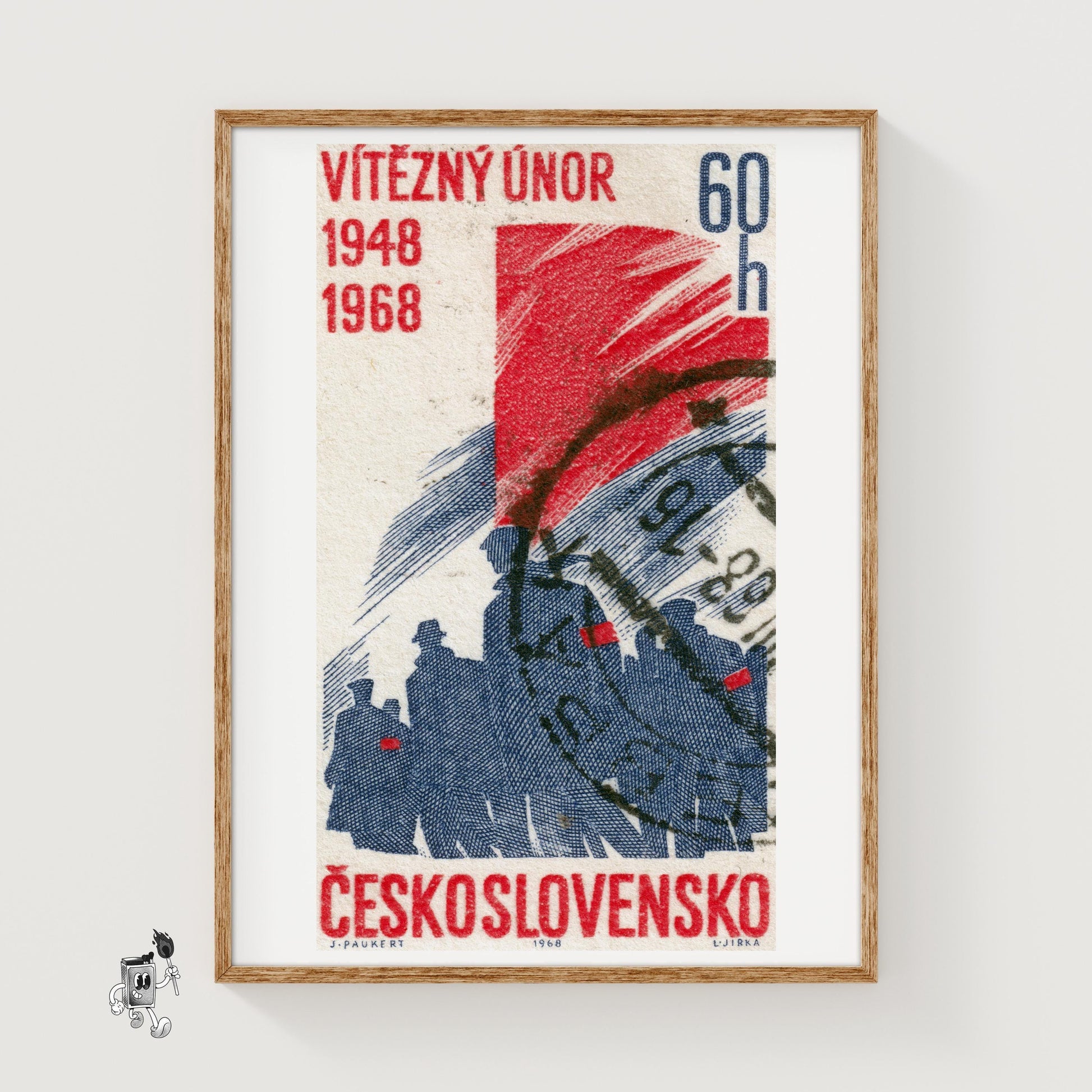 Czech Communists - vintage matchbox label print