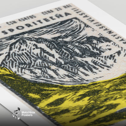 Yellow Glacier - vintage matchbox label print - close-up detail