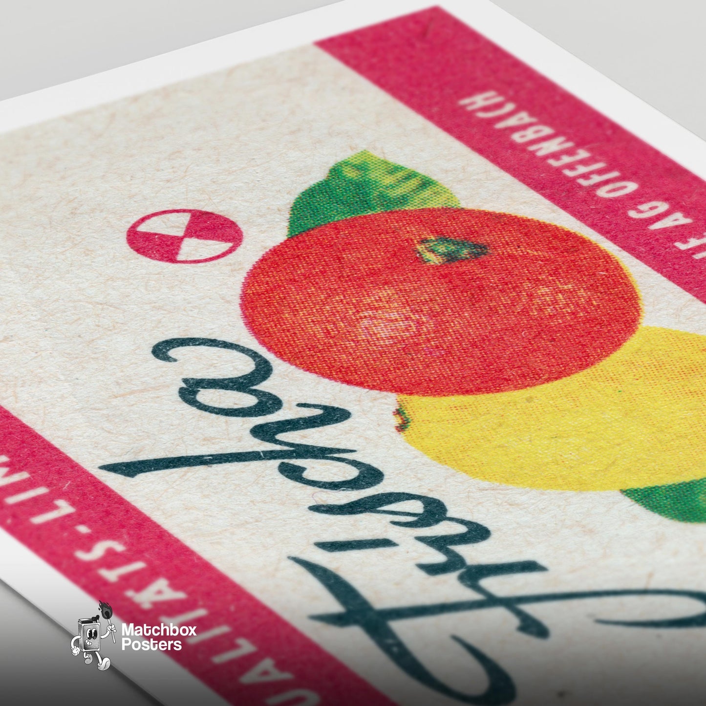 Lemon and Orange - vintage matchbox label print - close-up detail