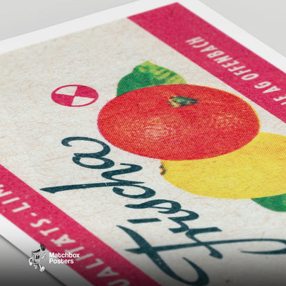 Lemon and Orange - vintage matchbox label print - close-up detail