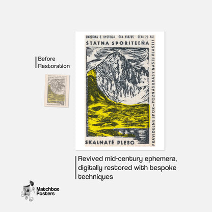 Yellow Glacier - vintage matchbox label print - framed wall art preview