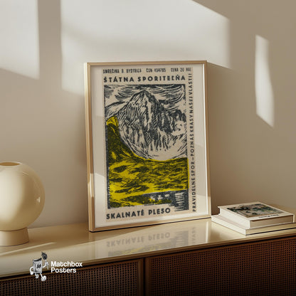 Yellow Glacier - vintage matchbox label print - size comparison