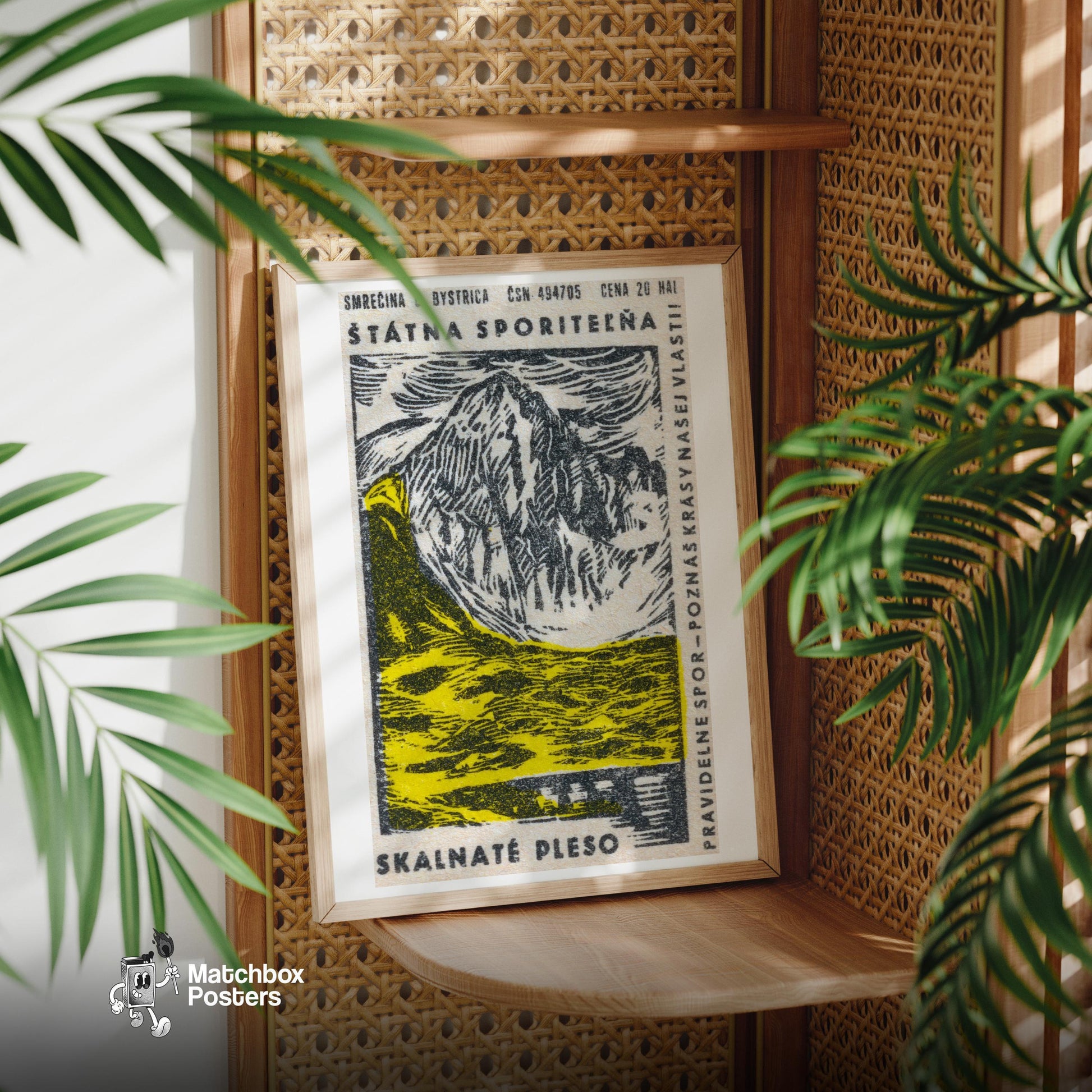 Yellow Glacier - vintage matchbox label print - office wall