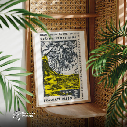 Yellow Glacier - vintage matchbox label print - office wall