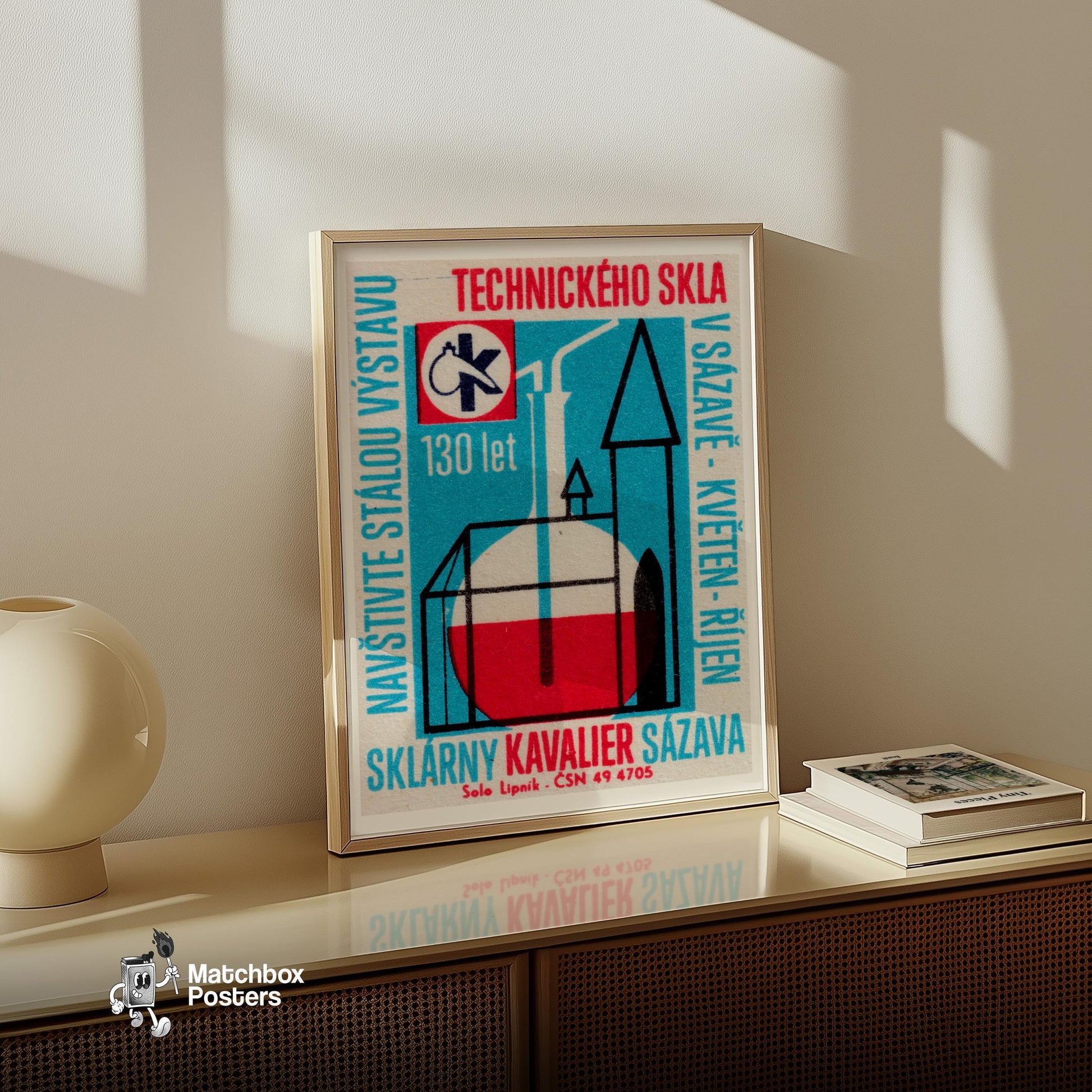 Chemical Technology - vintage matchbox label print - size comparison