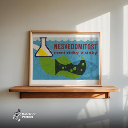 Chemicals Poison Fish - vintage matchbox label print - size comparison