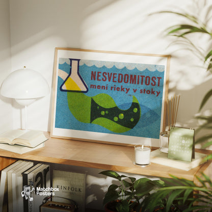 Chemicals Poison Fish - vintage matchbox label print - office wall