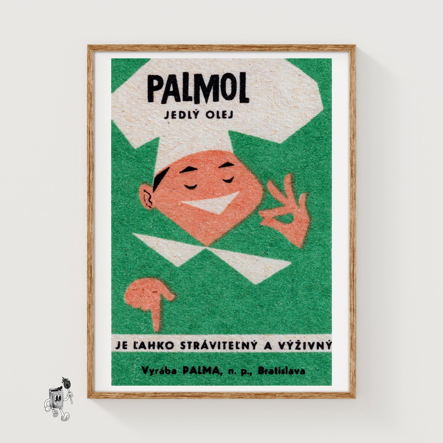 Happy Chef - vintage matchbox label print