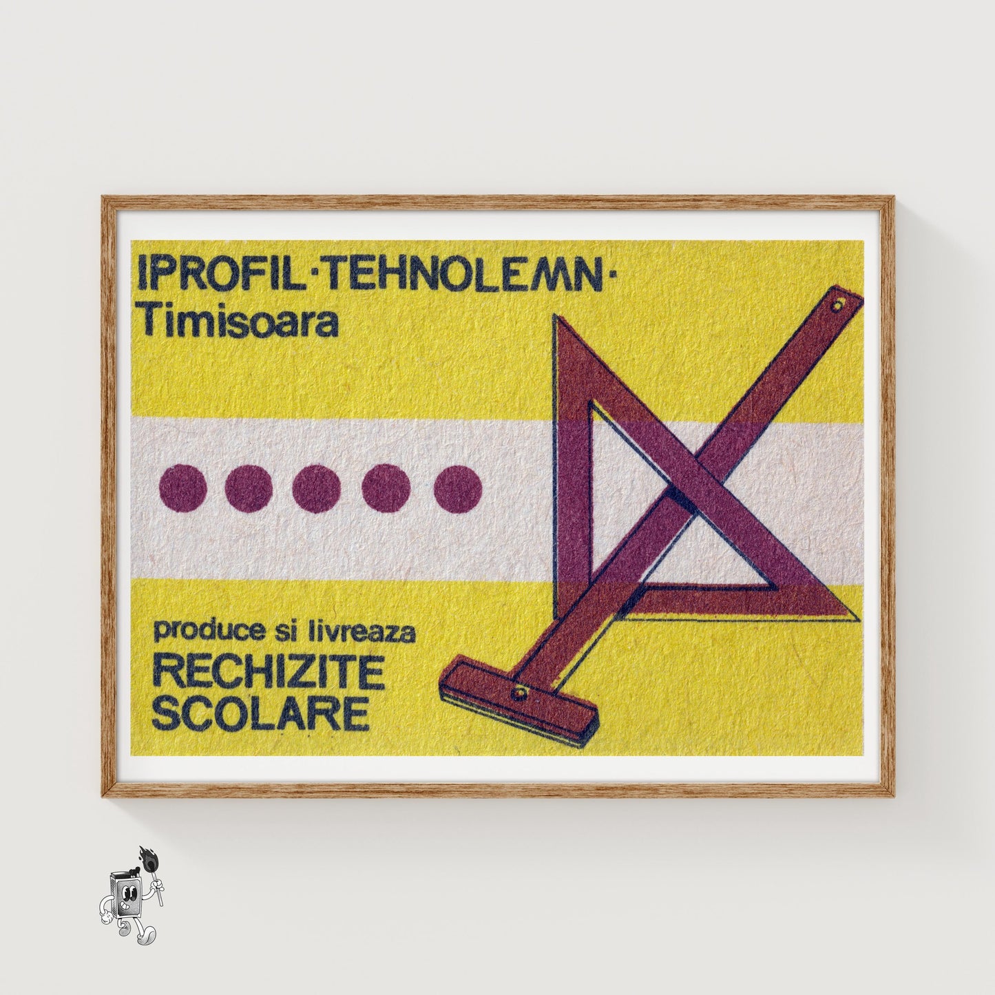 Drawing Triangle Romania - vintage matchbox label print