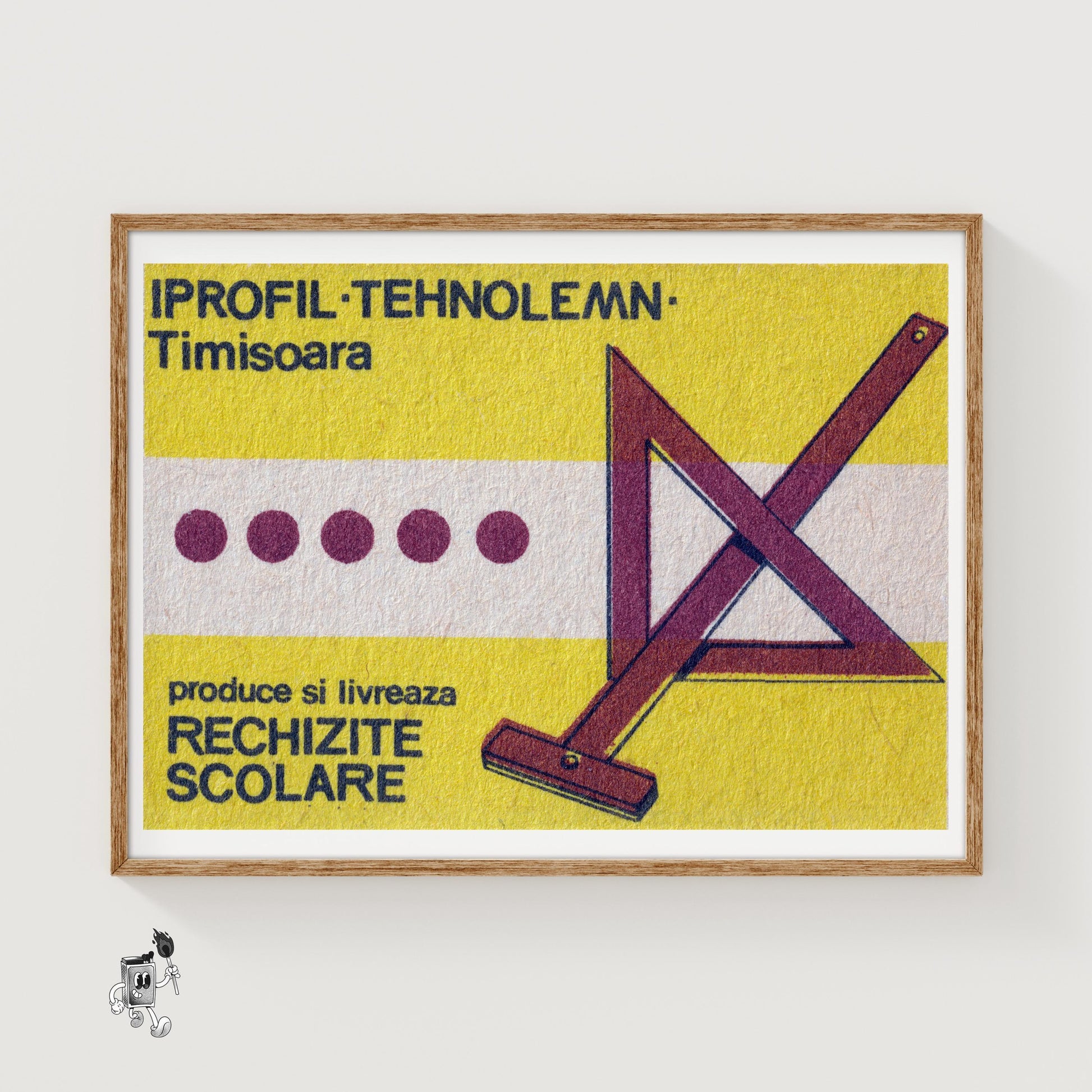 Drawing Triangle Romania - vintage matchbox label print