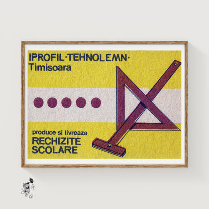 Drawing Triangle Romania - vintage matchbox label print
