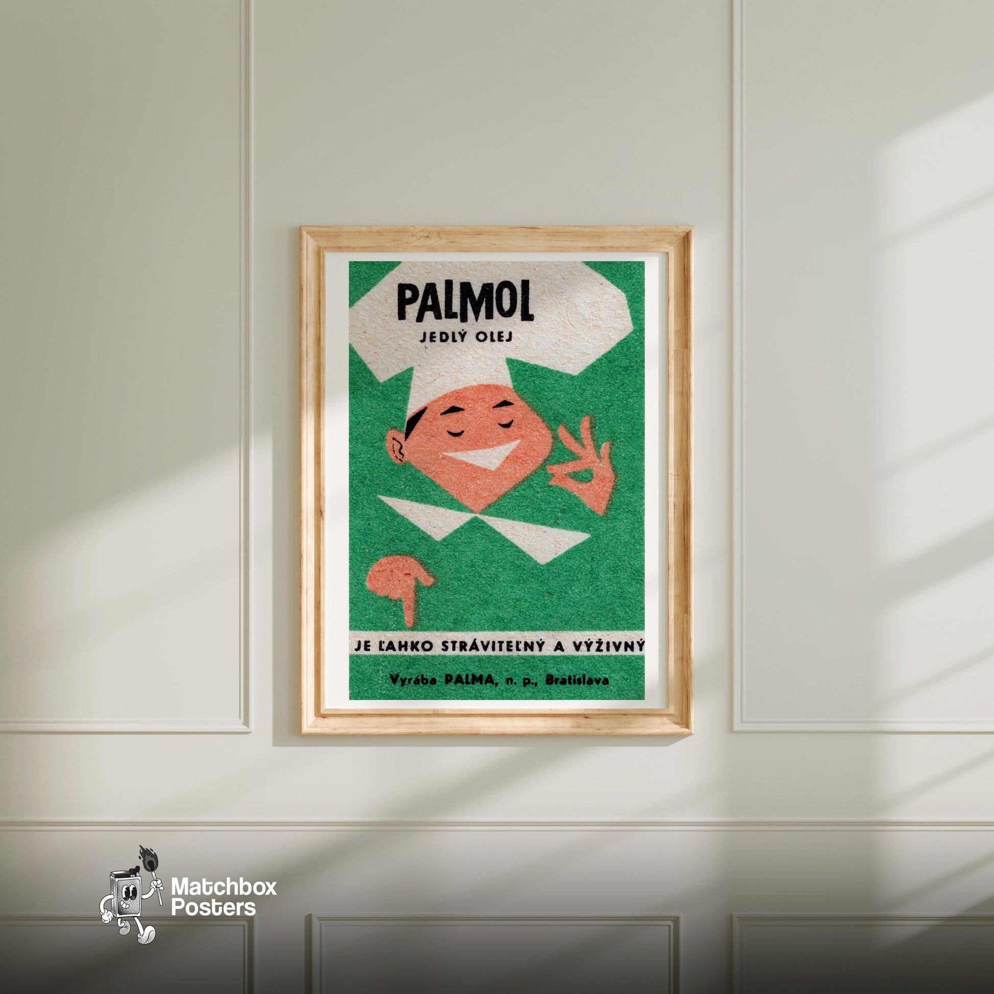 Happy Chef - vintage matchbox label print - bedroom mockup