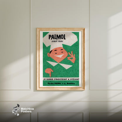 Happy Chef - vintage matchbox label print - bedroom mockup