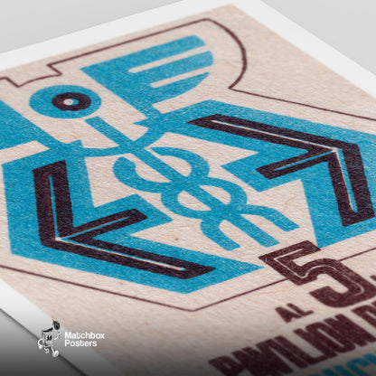 Bucharest Pavillion - vintage matchbox label print - close-up detail