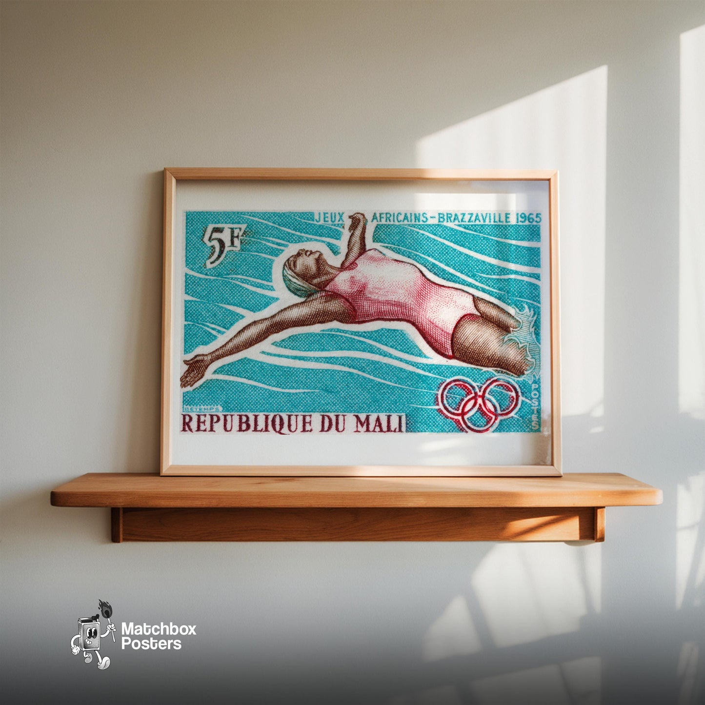 Swimming Woman - vintage matchbox label print - size comparison