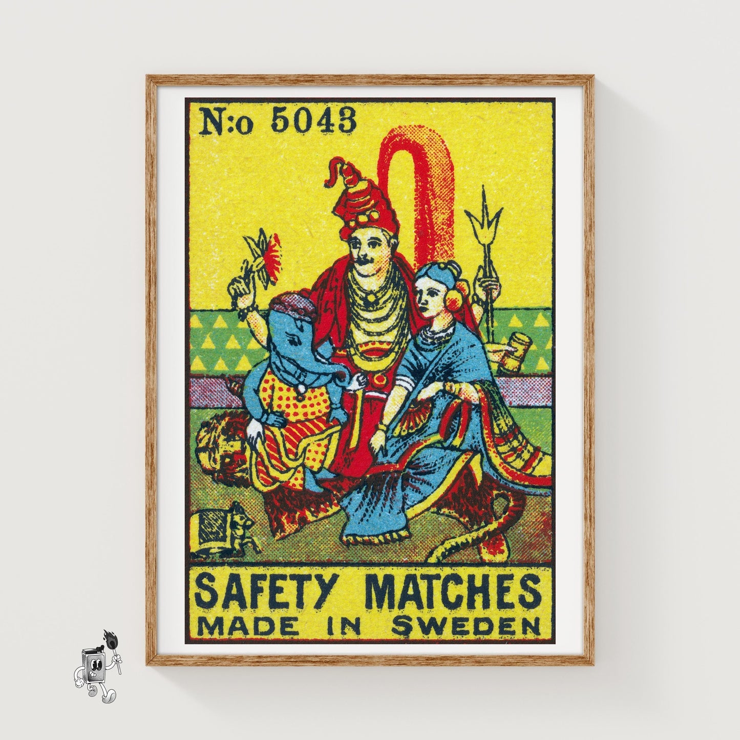 Indian Gods - vintage matchbox label print