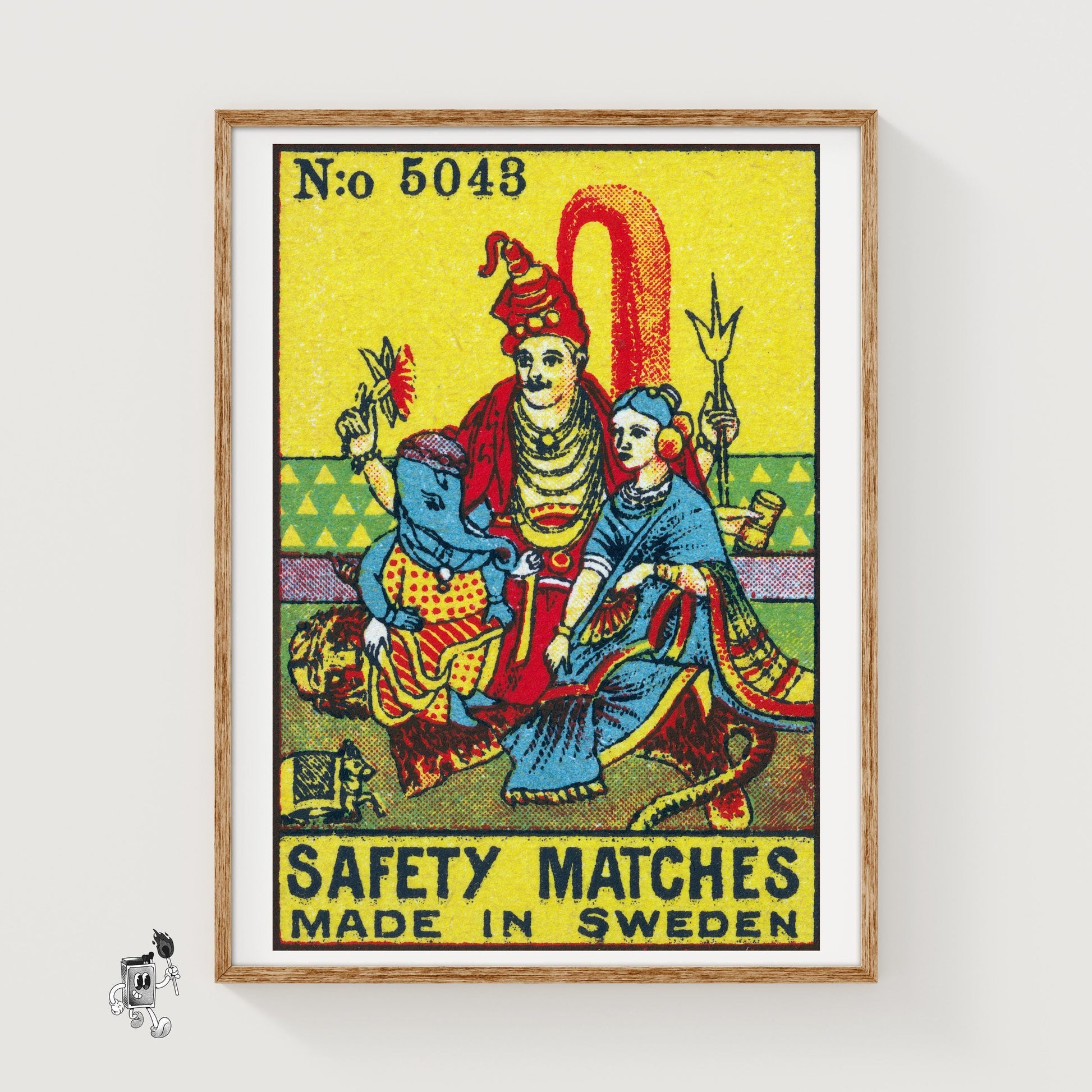 Indian Gods - vintage matchbox label print