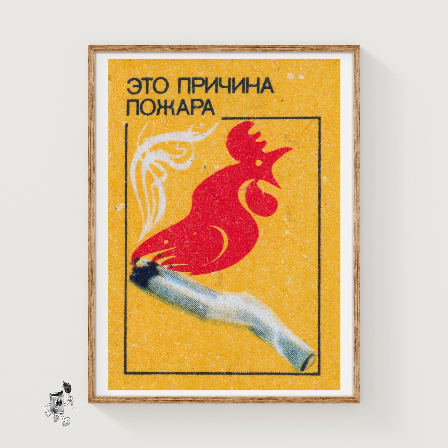 Red Rooster Cigarette - vintage matchbox label print