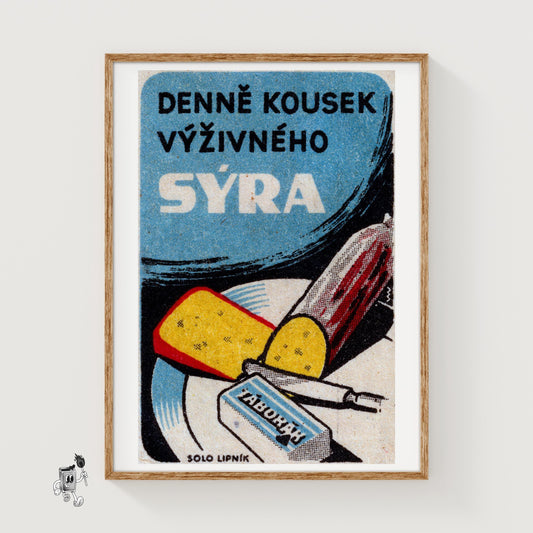 Sliced Meat and Cheese - vintage matchbox label print