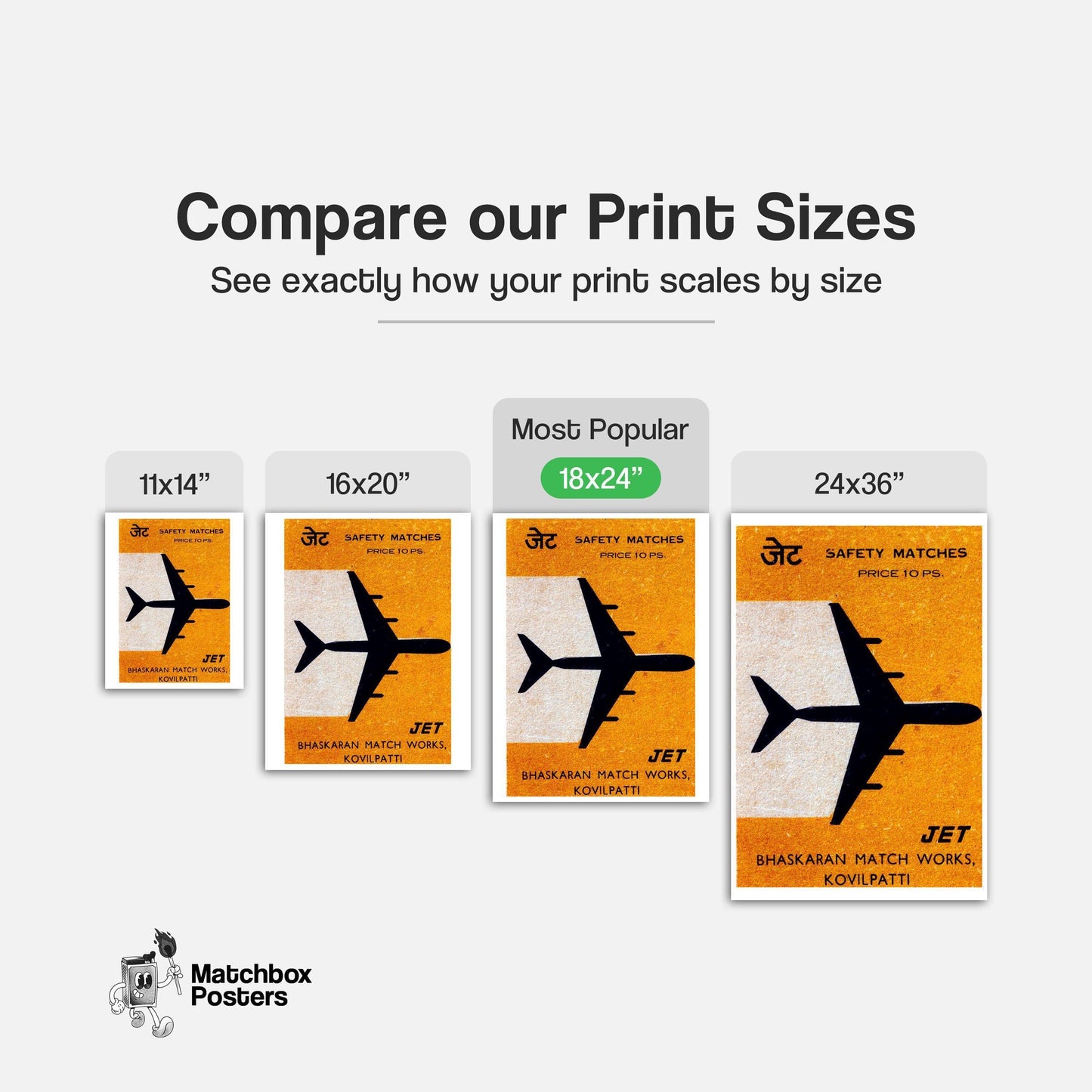 Silhouette Of A Jet Airplane - vintage matchbox label print - gallery wall preview