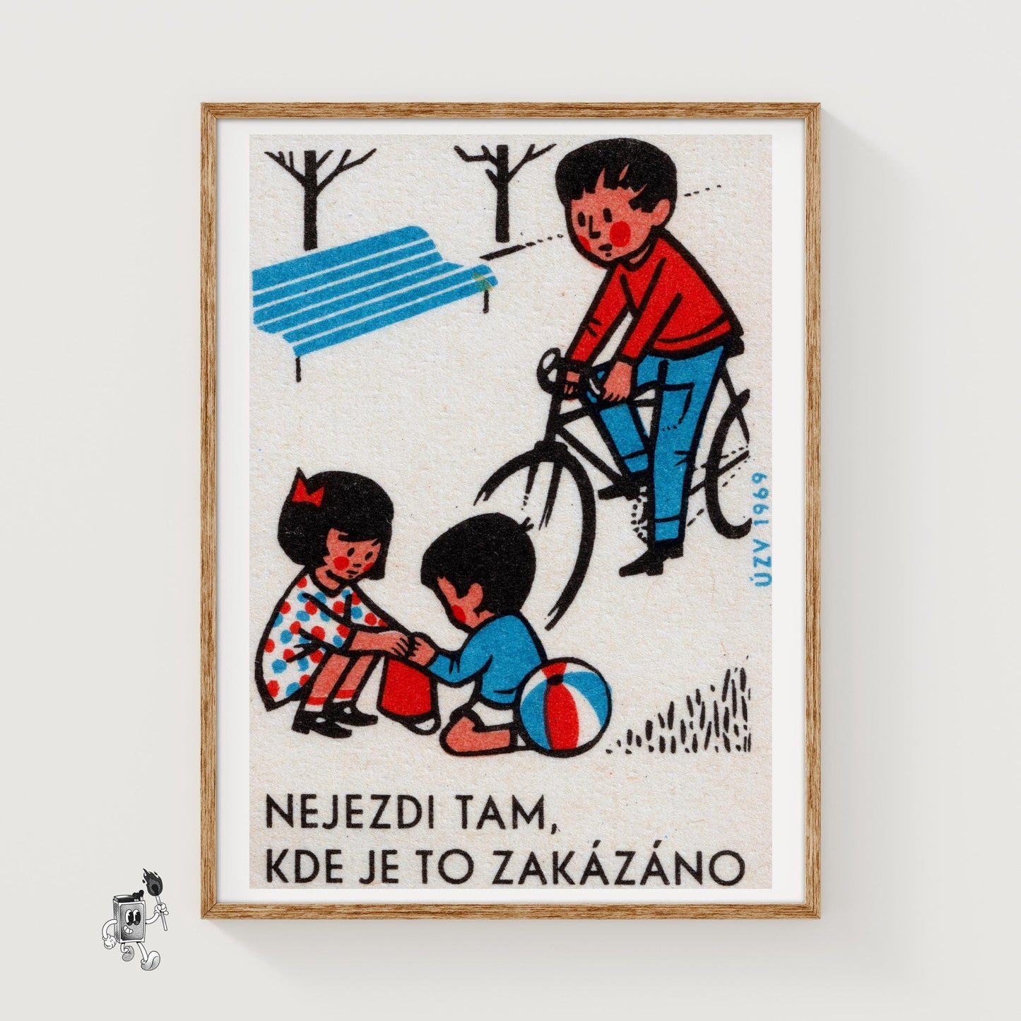 Children Playing - vintage matchbox label print