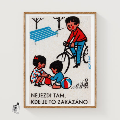Children Playing - vintage matchbox label print