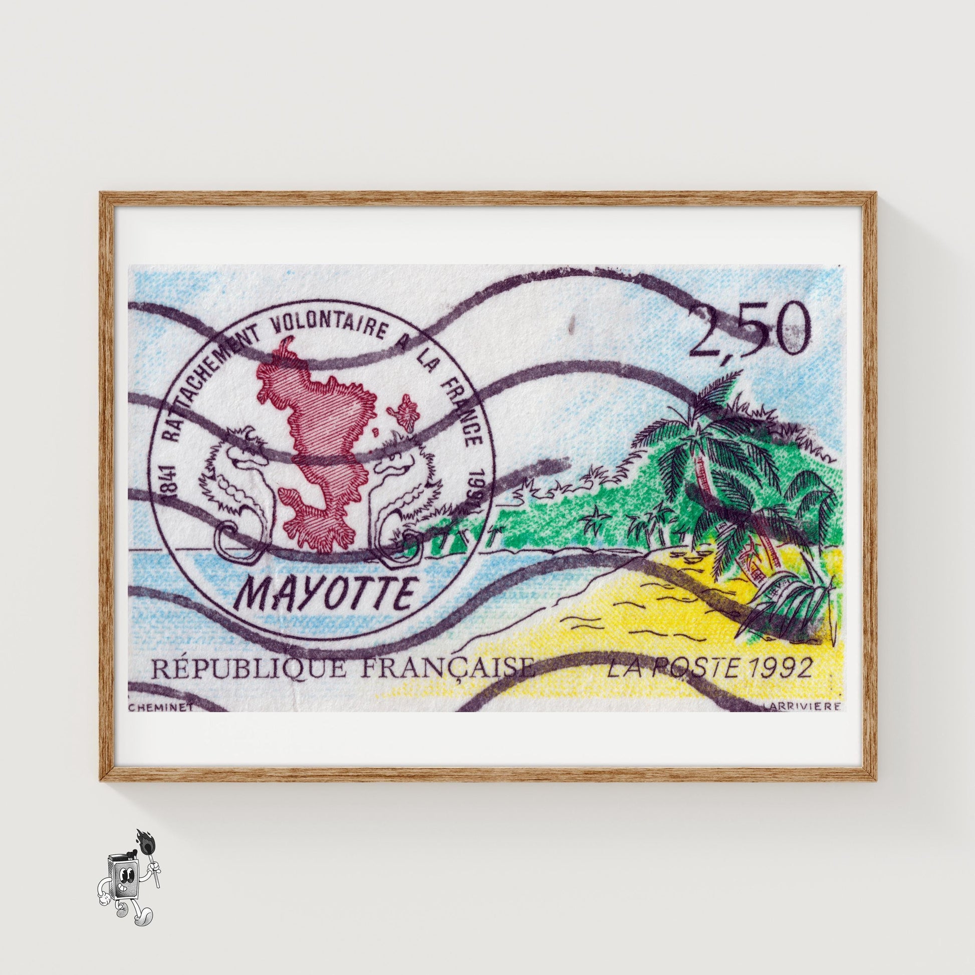 Mayotte Beach Scene - vintage matchbox label print