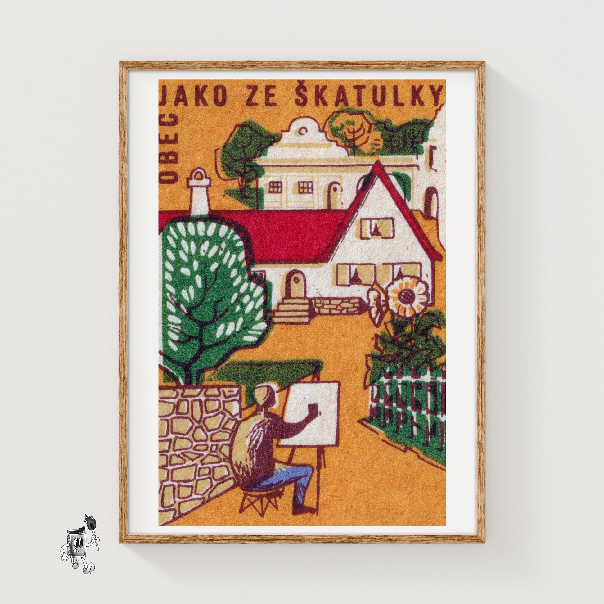 Village Painter - vintage matchbox label print