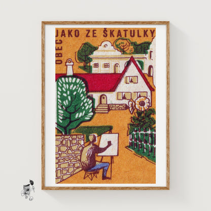 Village Painter - vintage matchbox label print